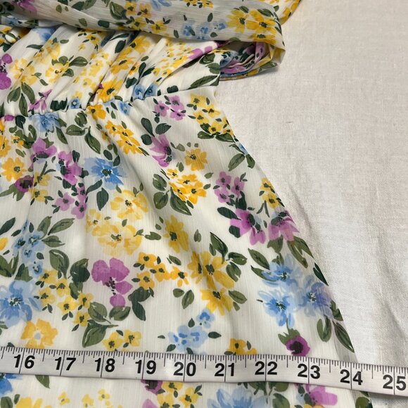 Calvin Klein Women's Midi Dress Floral Short Sleeve Belted Size 14 Elastic Waist - Picture 9 of 11